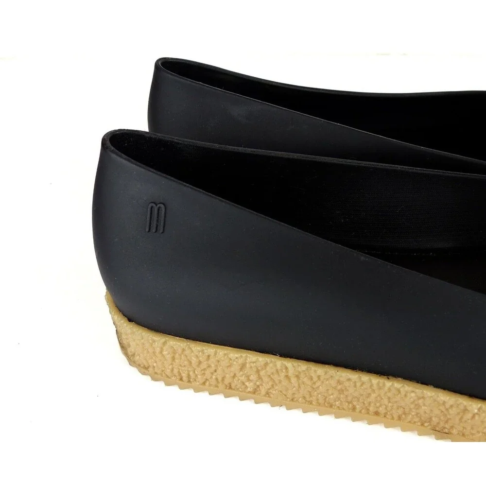 Melissa Puzzle Ad Flats Womens 7 EU 38 Black Platform Slip On Sandals Boho 90s
